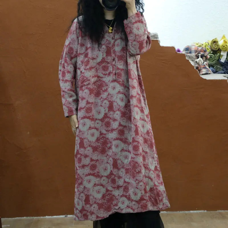 Plus Size Mid-Length Loose Print Women's Dress