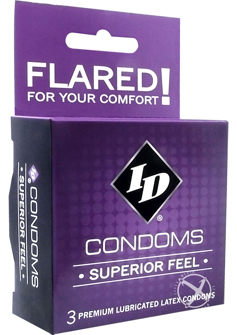 ID Superior Feel Flared Lubricated Latex Condoms 3 Pack