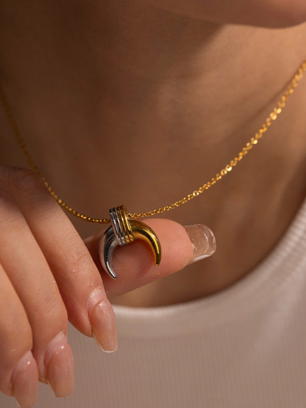 Modern gold and silver color matching moon personality pendant necklace earrings