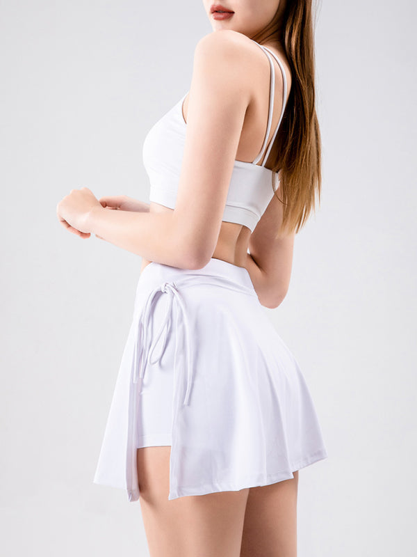 Jupe-short de tennis athlétique pour femme - Séchage rapide avec fentes latérales