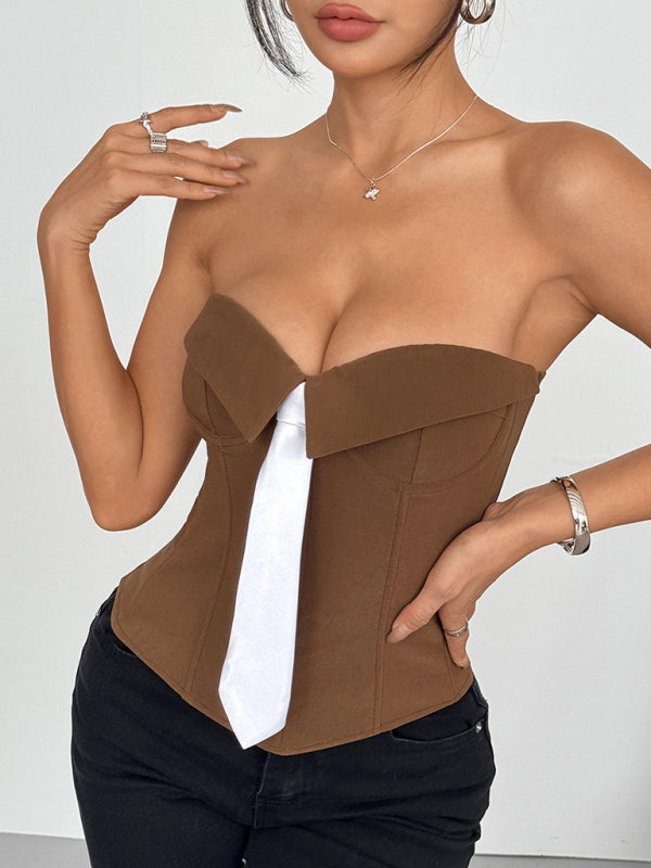 Wrap Tie Vest - Solid Color Knit Top