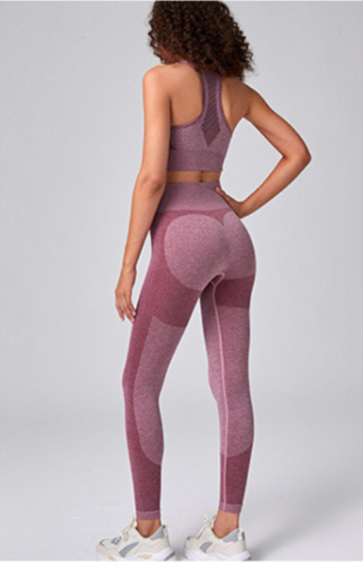 Ensemble de sport en maille sans coutures pour femme - Soutien-gorge et leggings de sport à séchage rapide