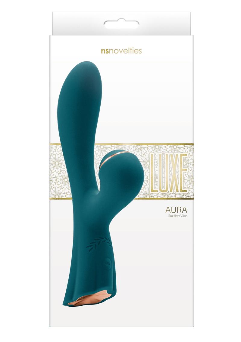 Luxe Aura Rechargeable Silicone Suction Vibe Teal Clitoral Stimulator