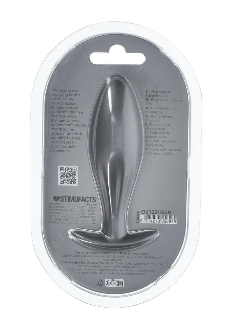 Ouch! Smooth Silicone Oval Anal Plug Gun Metal