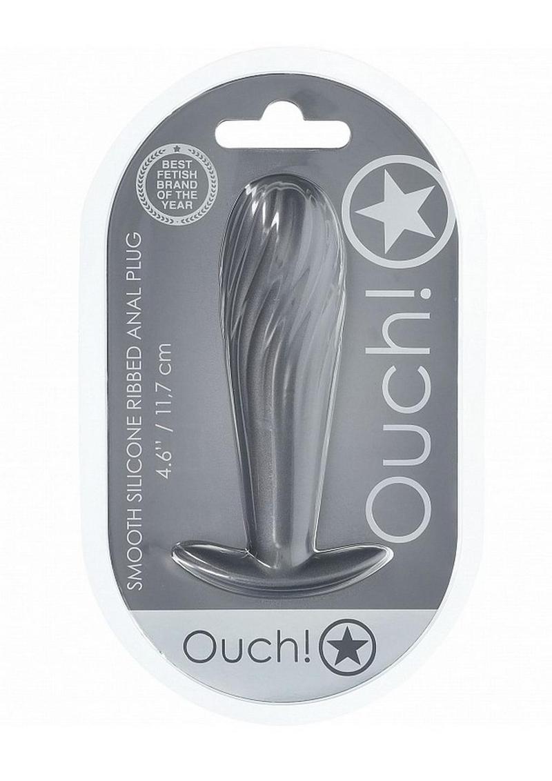 Ouch! Smooth Silicone Ribbed Anal Plug – Gun Metal
