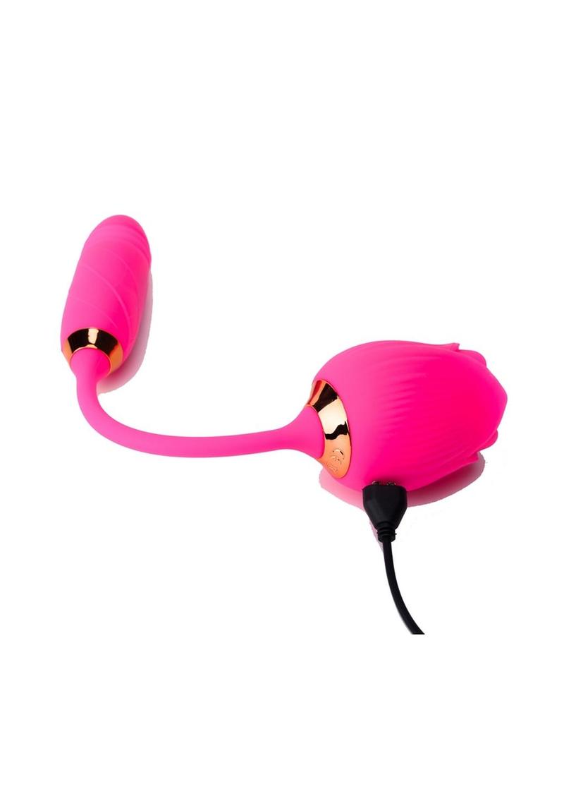 Pink Pussycat Licking Rose Rechargeable Vibrator