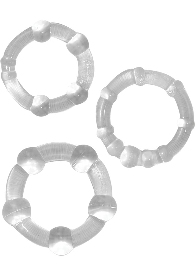 RAM Beaded Cock Rings Clear 3-Pack For Super Stretchy