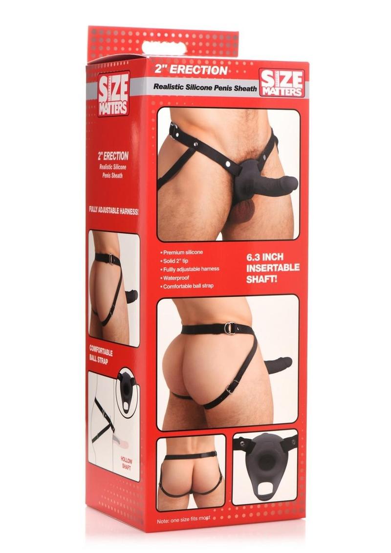 Erection Realistic Silicone Penis Sheath Insertable Shaft Size