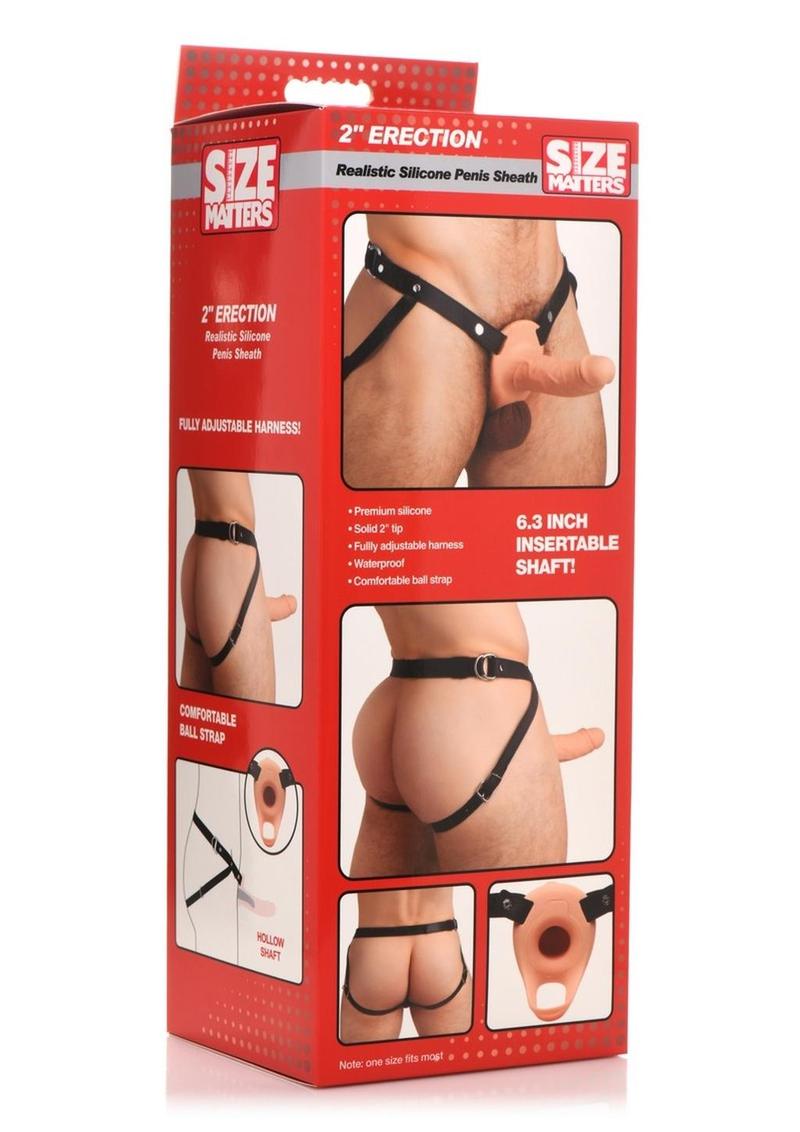 Erection Realistic Silicone Penis Sheath Insertable Shaft Size