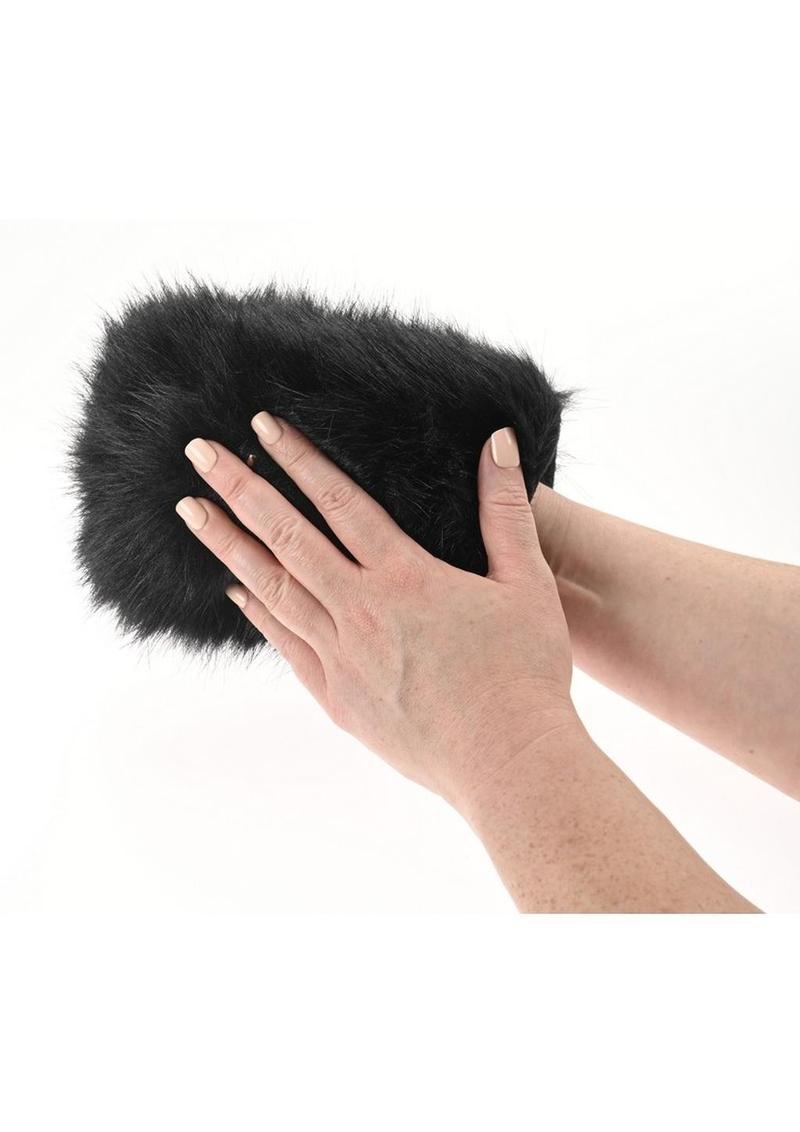Sportsheets Spiked Sensory Mitt Black Soft Fur with Sensory Spikes