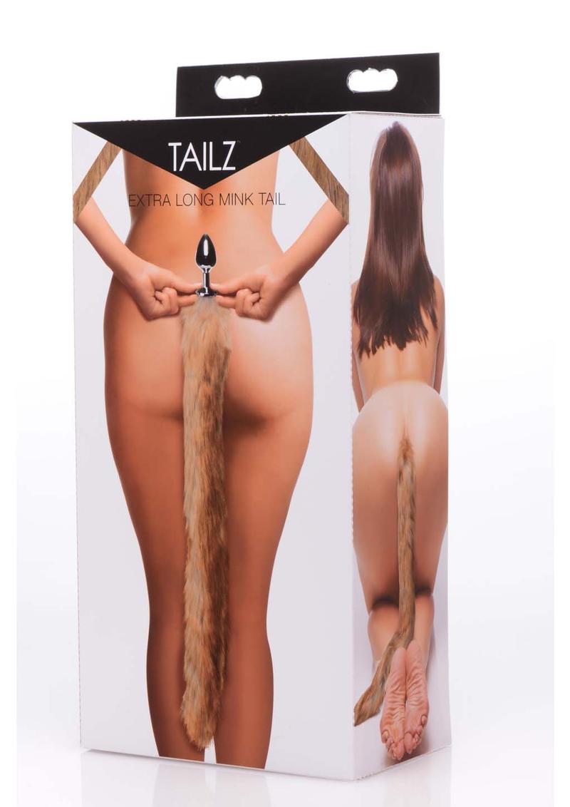 Tailz Extra Long Mink Tail with Butt Plug Sensual and Brown Faux Fur