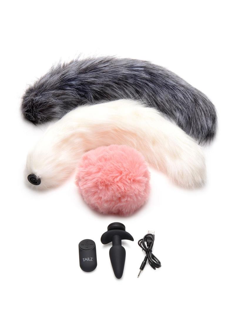 Tailz Vibrating Silicone Anal Plug Set with 3 Tails and Remote Control