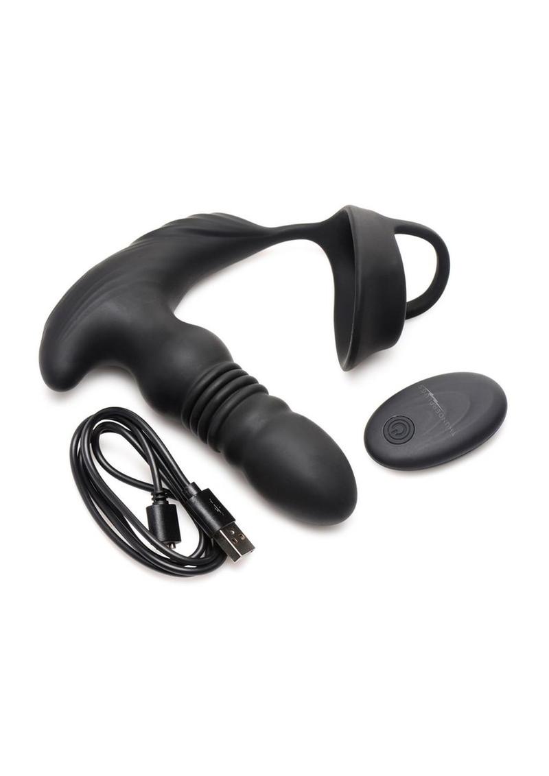 Thrusting Silicone Plug with Cock and Ball Strap