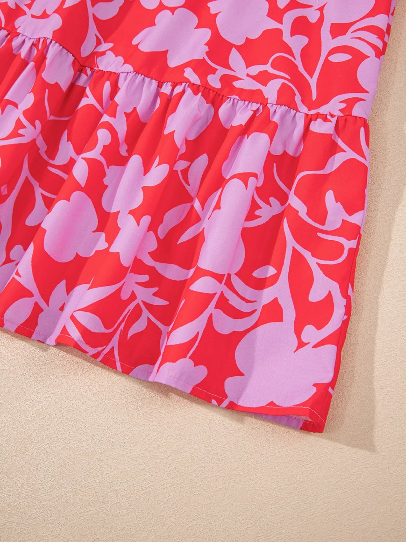 Floral Print Ruffle Hem Shirt Dress