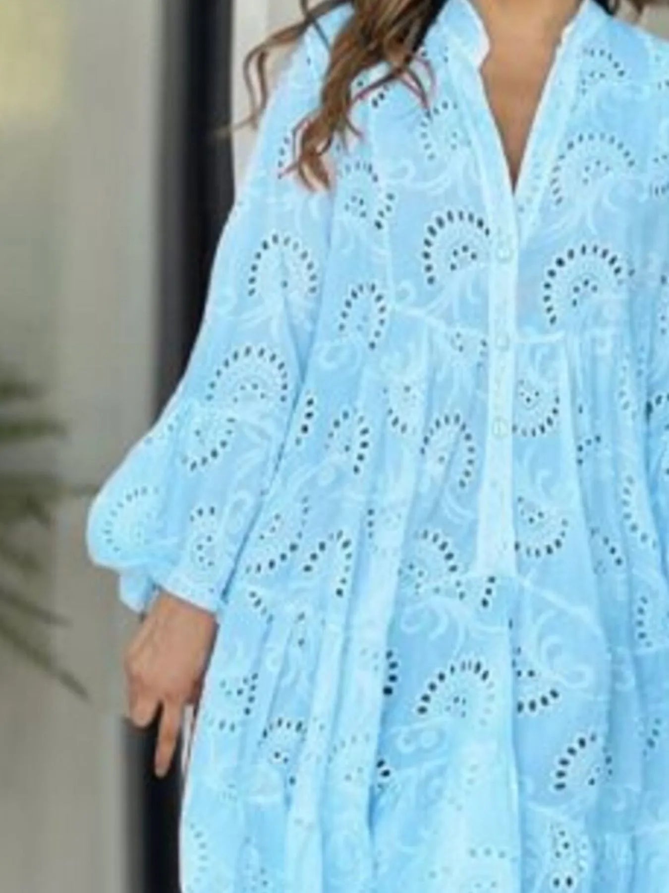 Eyelet Ruffled Hem Tiered Dress Plus Size