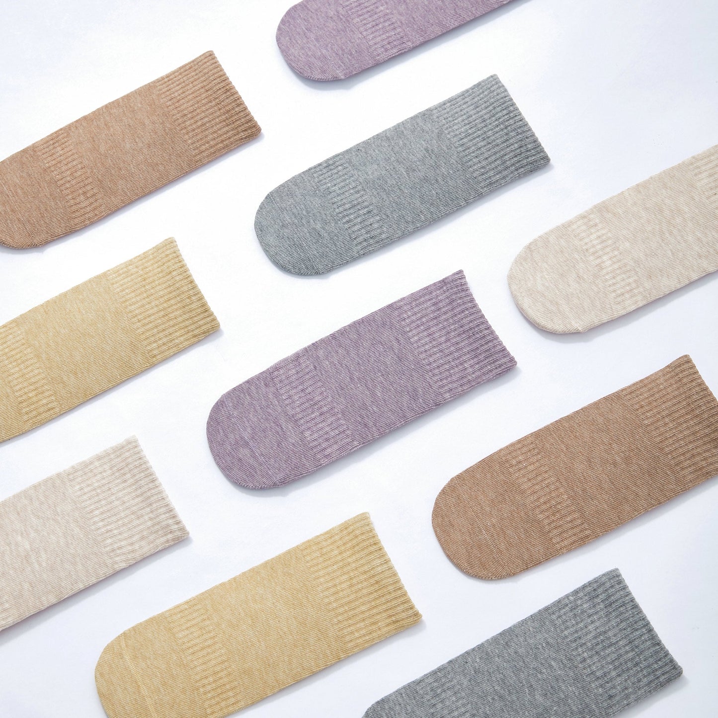 New- Organic Cotton Socks- Beige & Grey- 4 Pairs of Stay-On Baby & Toddler Non-Slip Socks
