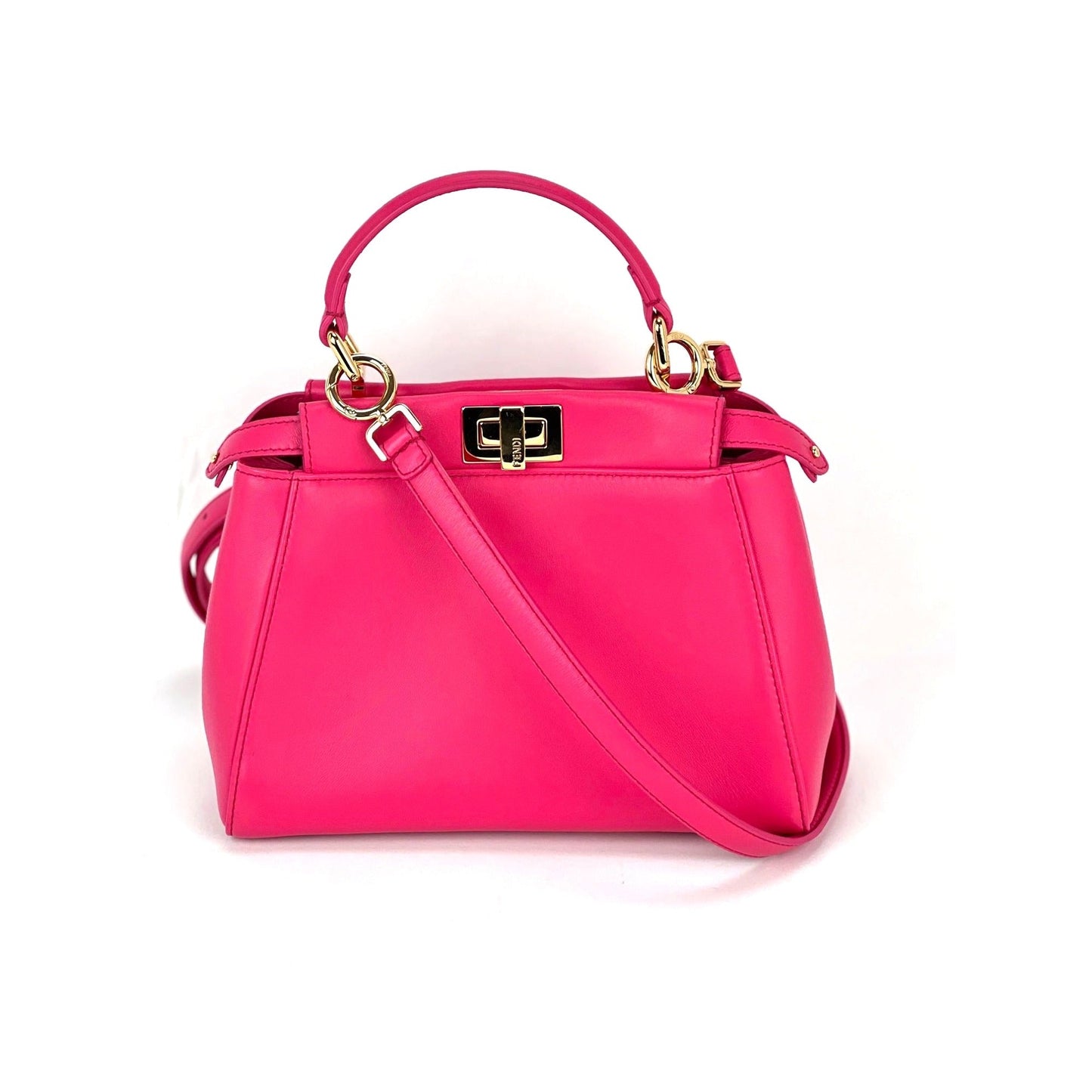 Sac à main Fendi Mini Peekaboo en cuir rose