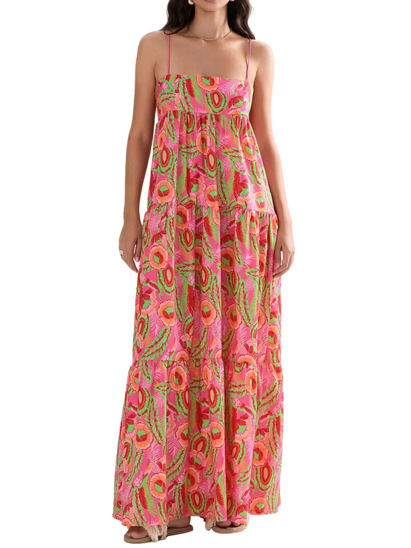 Printed Square Neck Cami Maxi Dress