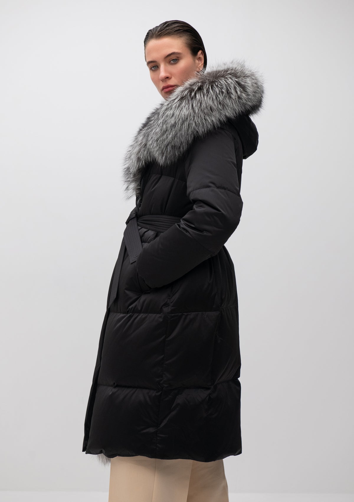 Parka Charlotte en duvet de renard argenté véritable