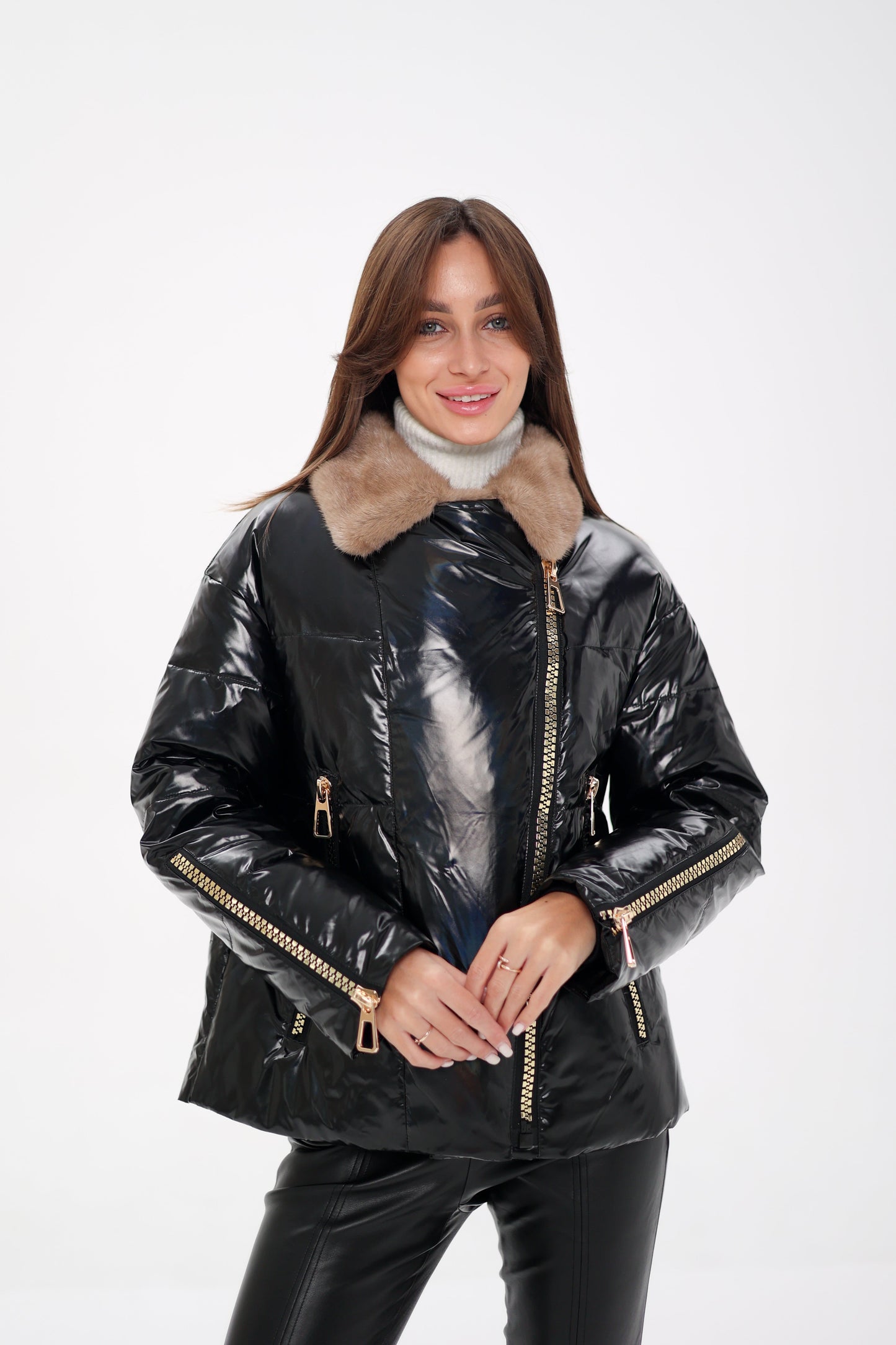Veste en duvet et fourrure de vison véritable