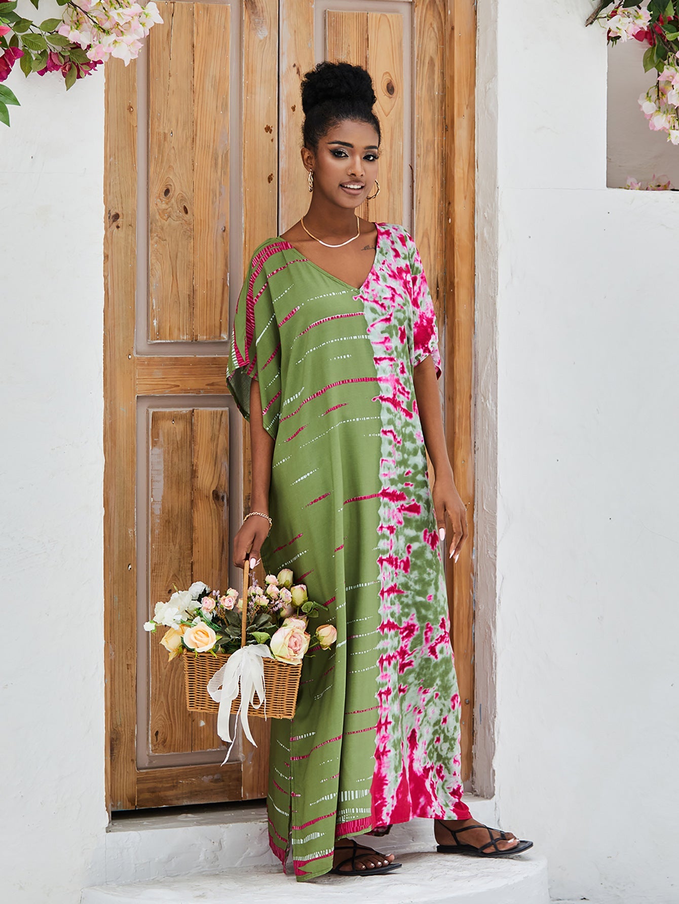 Loose Beach Cover-up Maxi Dress Loose Robe Bikini Swimsuit Outwear Sun Protection Shirt