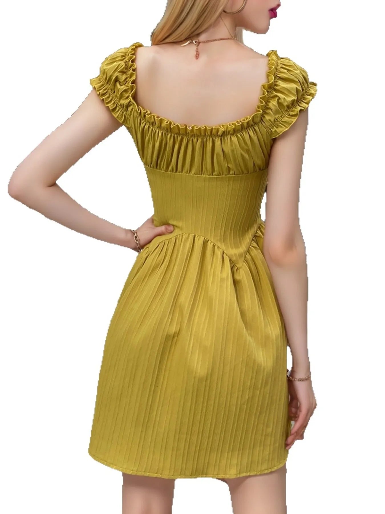 Frill Cap Sleeve Mini Dress