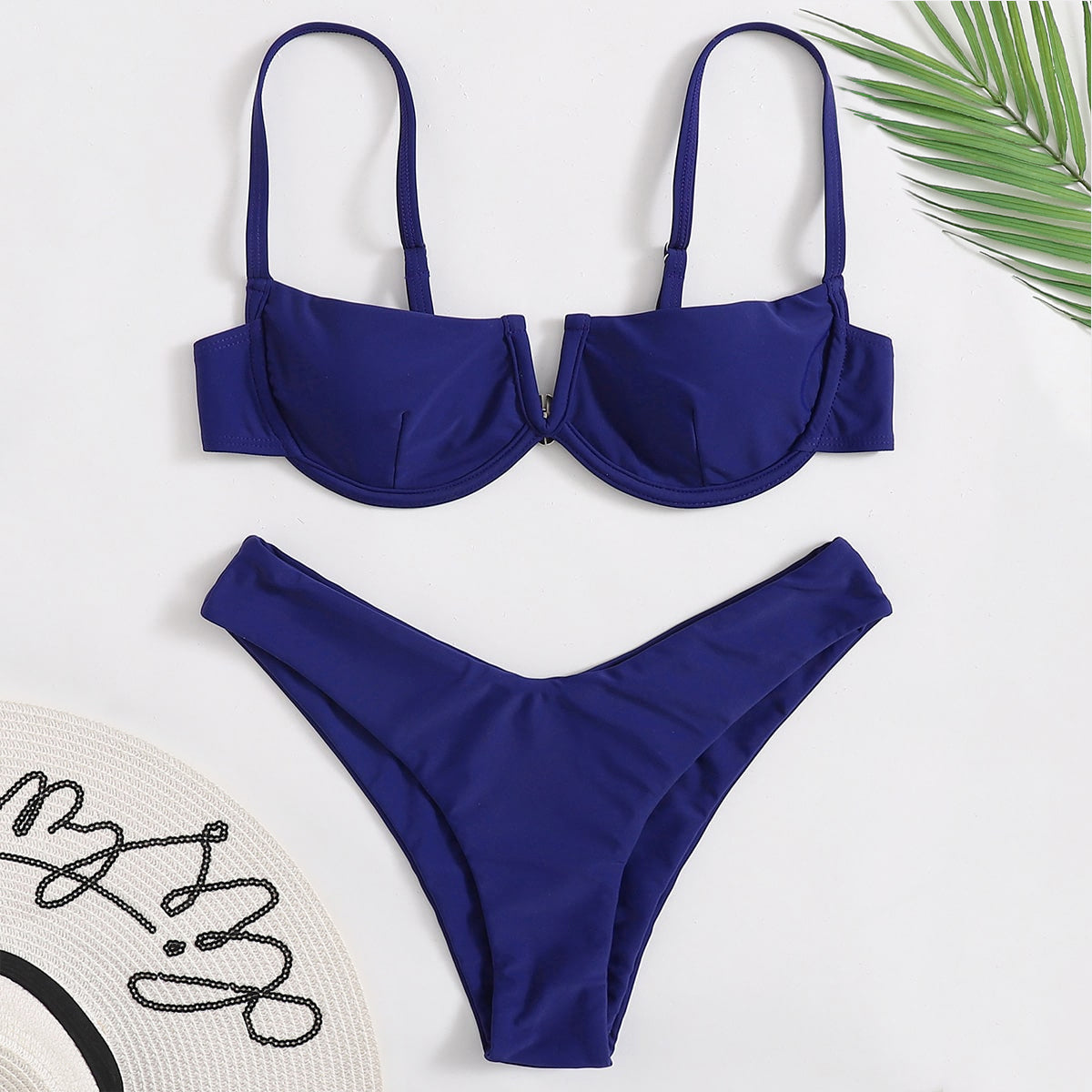 Swimsuit Women Steel Bracket Gathered Sexy Bikini Solid Color Bikini Swimsuit