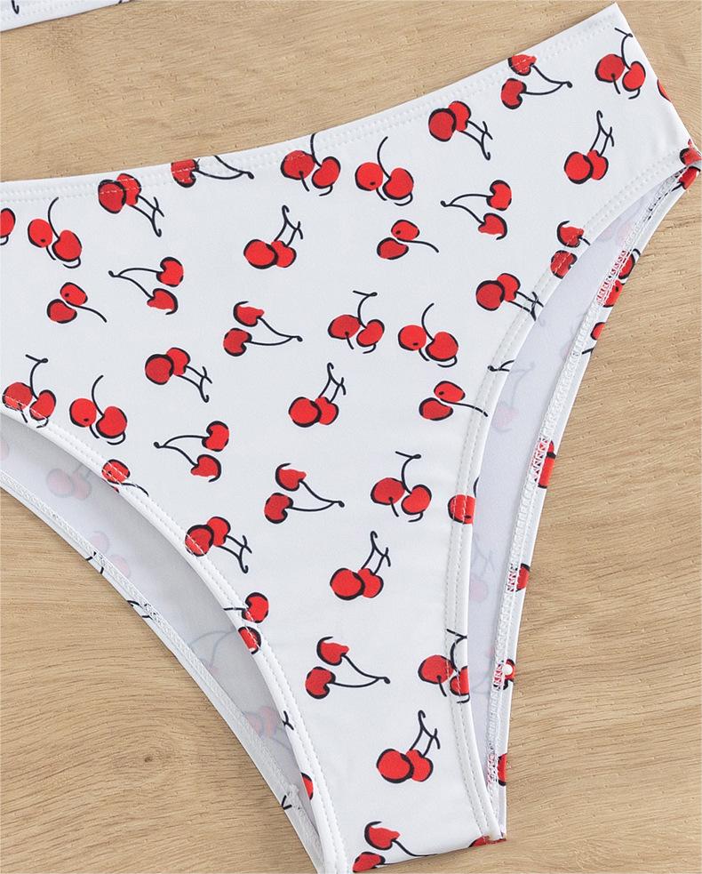 Bikini Sexy Fruit High Waist Bikini Bow Lace Up Swimsuit