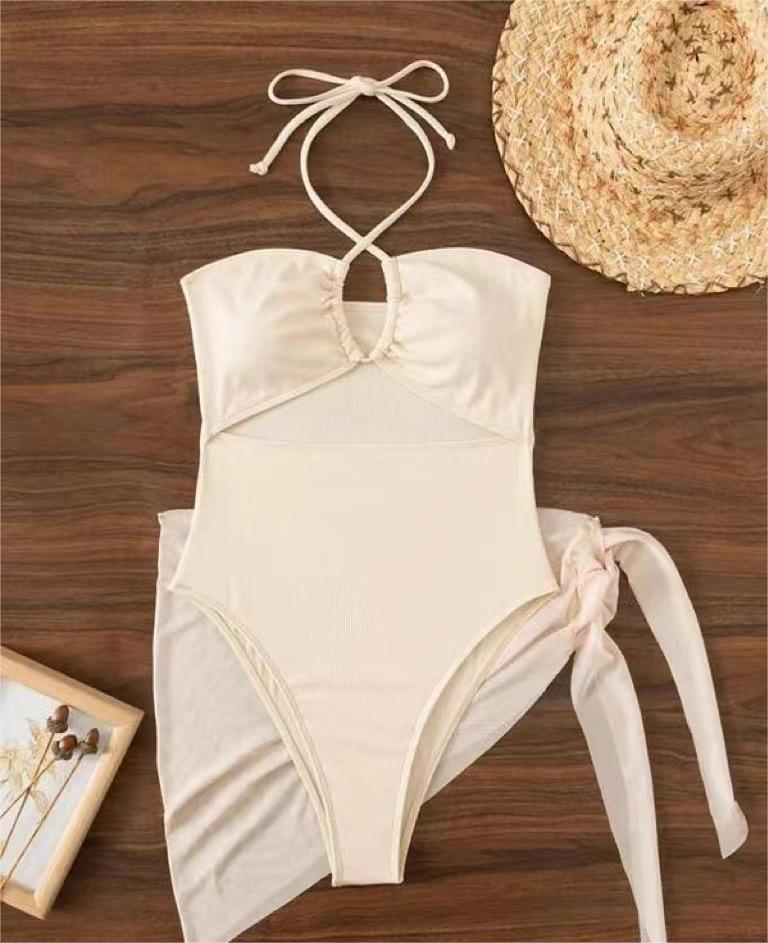 Sexy Triangle One Piece Bikini Bikini Small Pit Mesh Skirt Two Piece Women Swimsuit