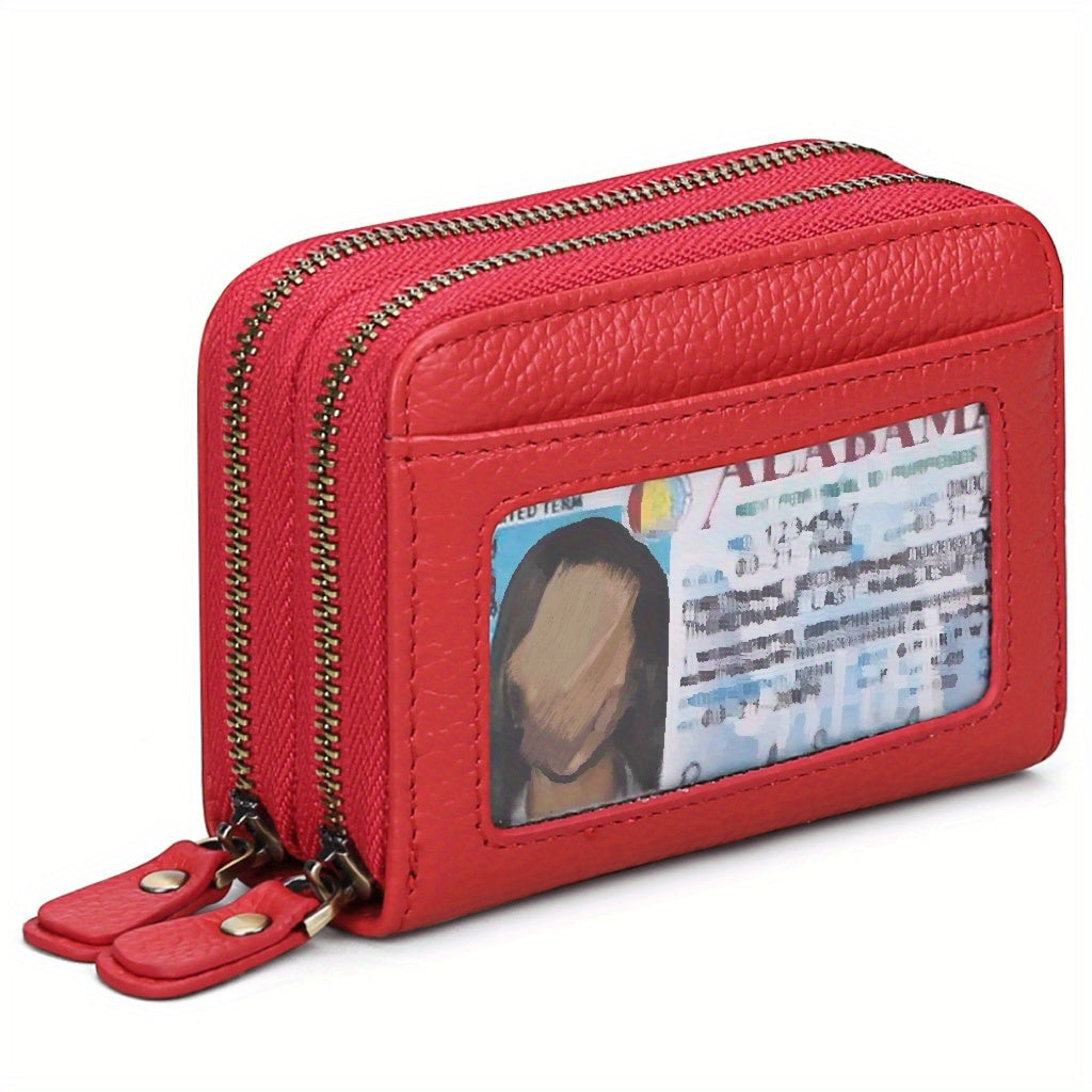 Genuine Leather RFID Wallet Small Zipper Card Holder