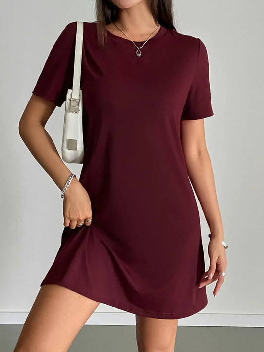 Round Neck Short Sleeve T-Shirt Dress