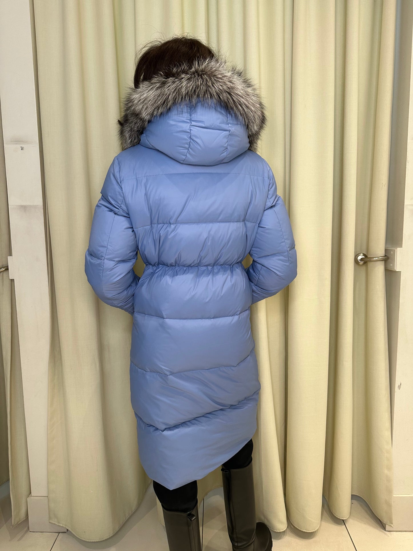 Mirabelle Genuine Silver Fox Fur Down Fill Coat