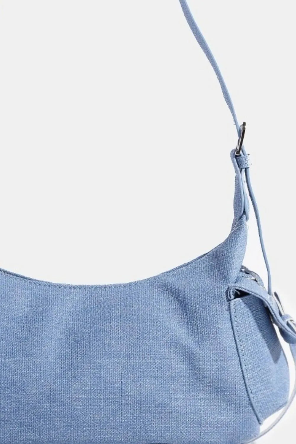 Fame Braided Accent Blue Shoulder Bag Double Pockets
