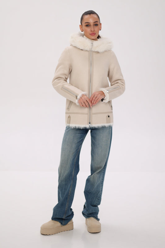⇆ Veste réversible à capuche en laine mélangée