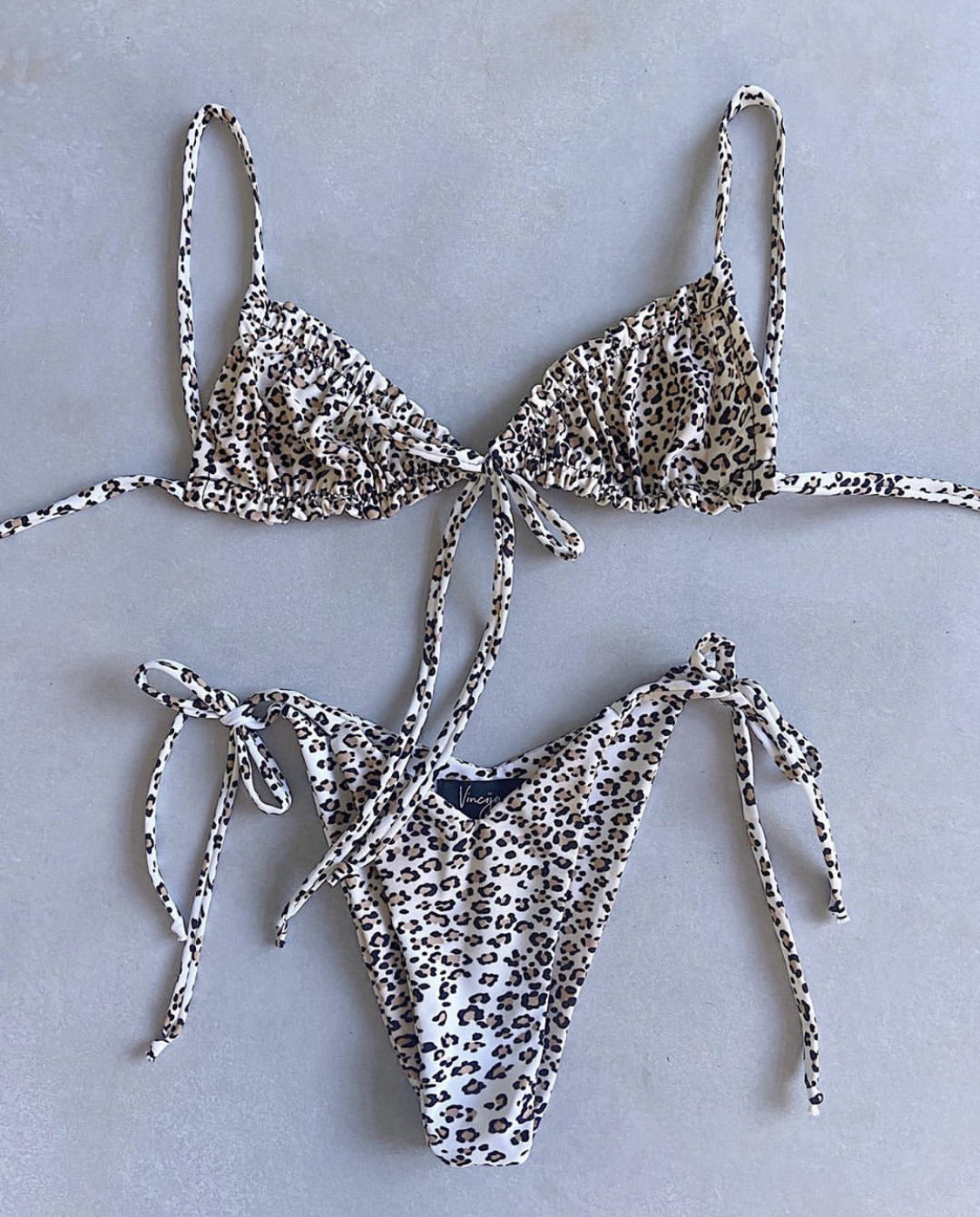 Popular Split Bikini Swimsuit Solid Color Women Bikini Tied Swimsuit