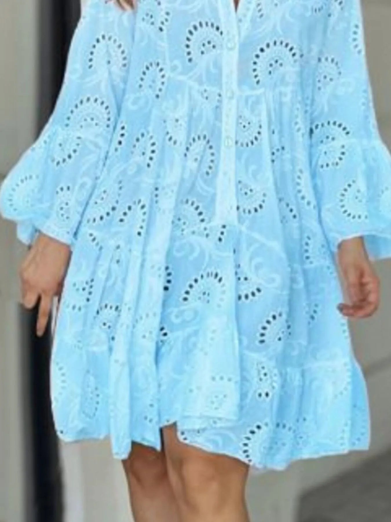 Eyelet Ruffled Hem Tiered Dress Plus Size