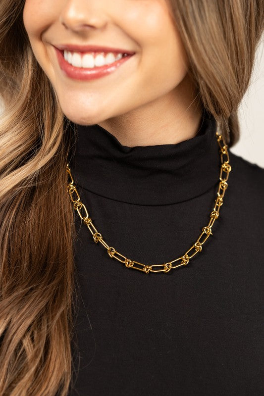 Collier chaîne en fil barbelé en acier inoxydable 18 carats