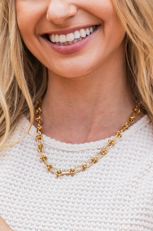 Collier chaîne en fil barbelé en acier inoxydable 18 carats