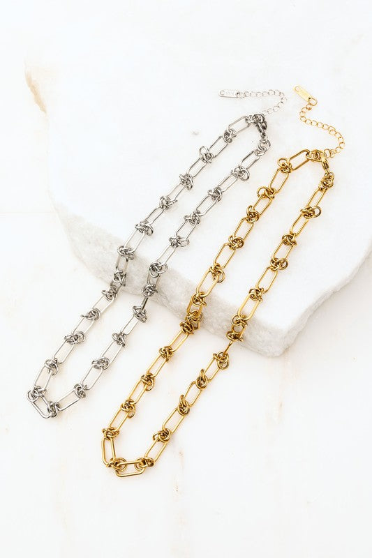 Collier chaîne en fil barbelé en acier inoxydable 18 carats