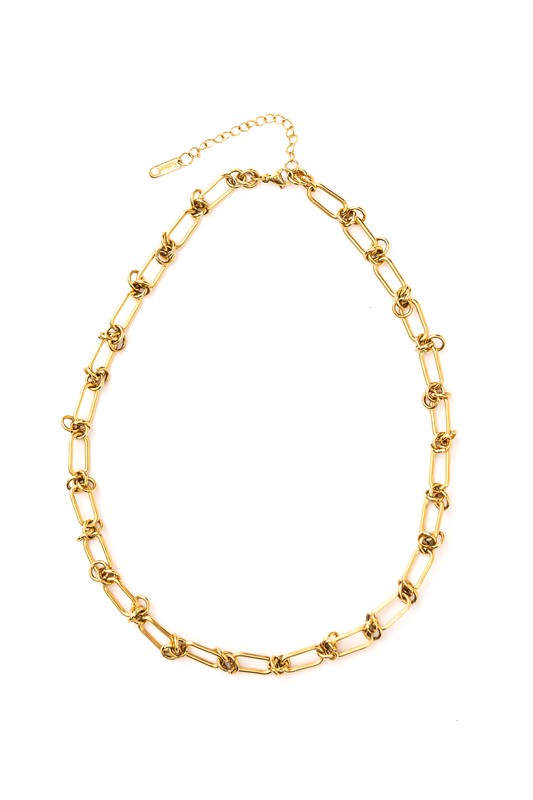 Collier chaîne en fil barbelé en acier inoxydable 18 carats