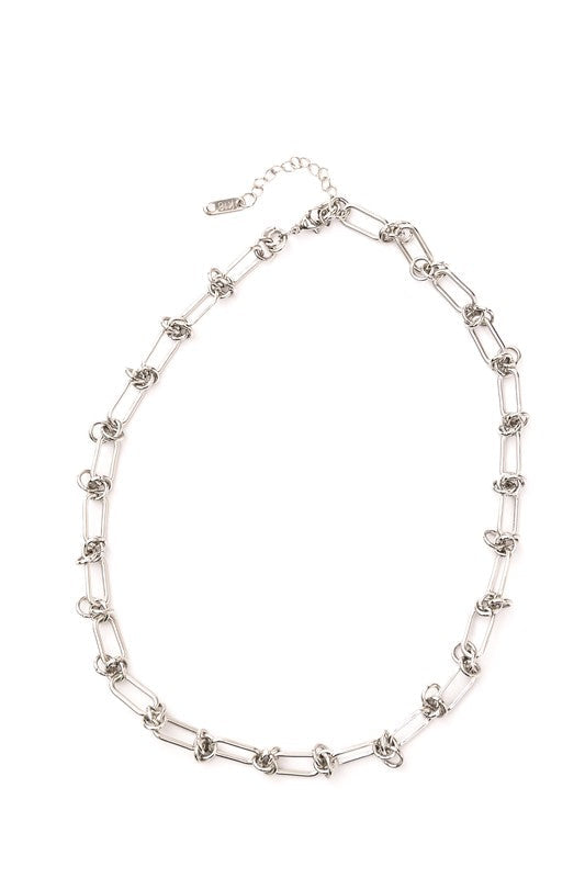 Collier chaîne en fil barbelé en acier inoxydable 18 carats