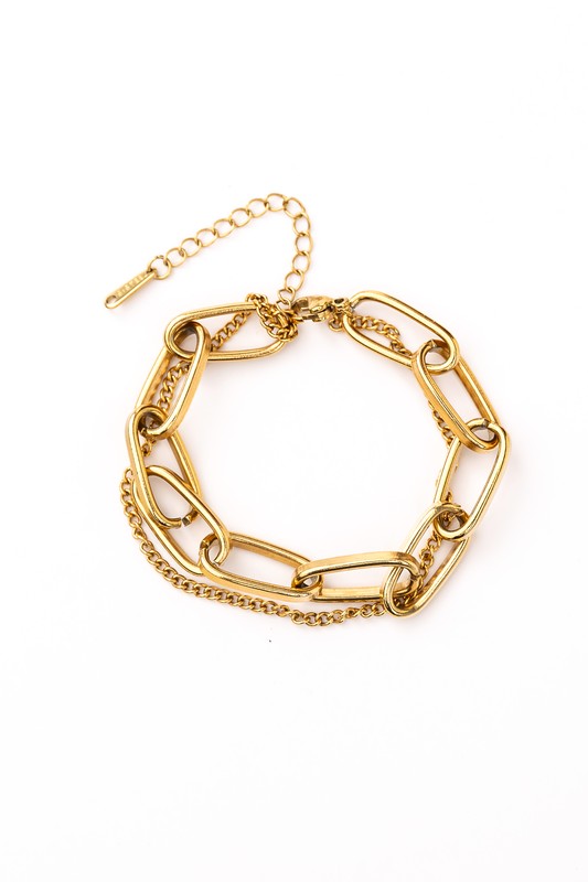 BRACELET TROMBONE EN ACIER INOXYDABLE 18 CARATS
