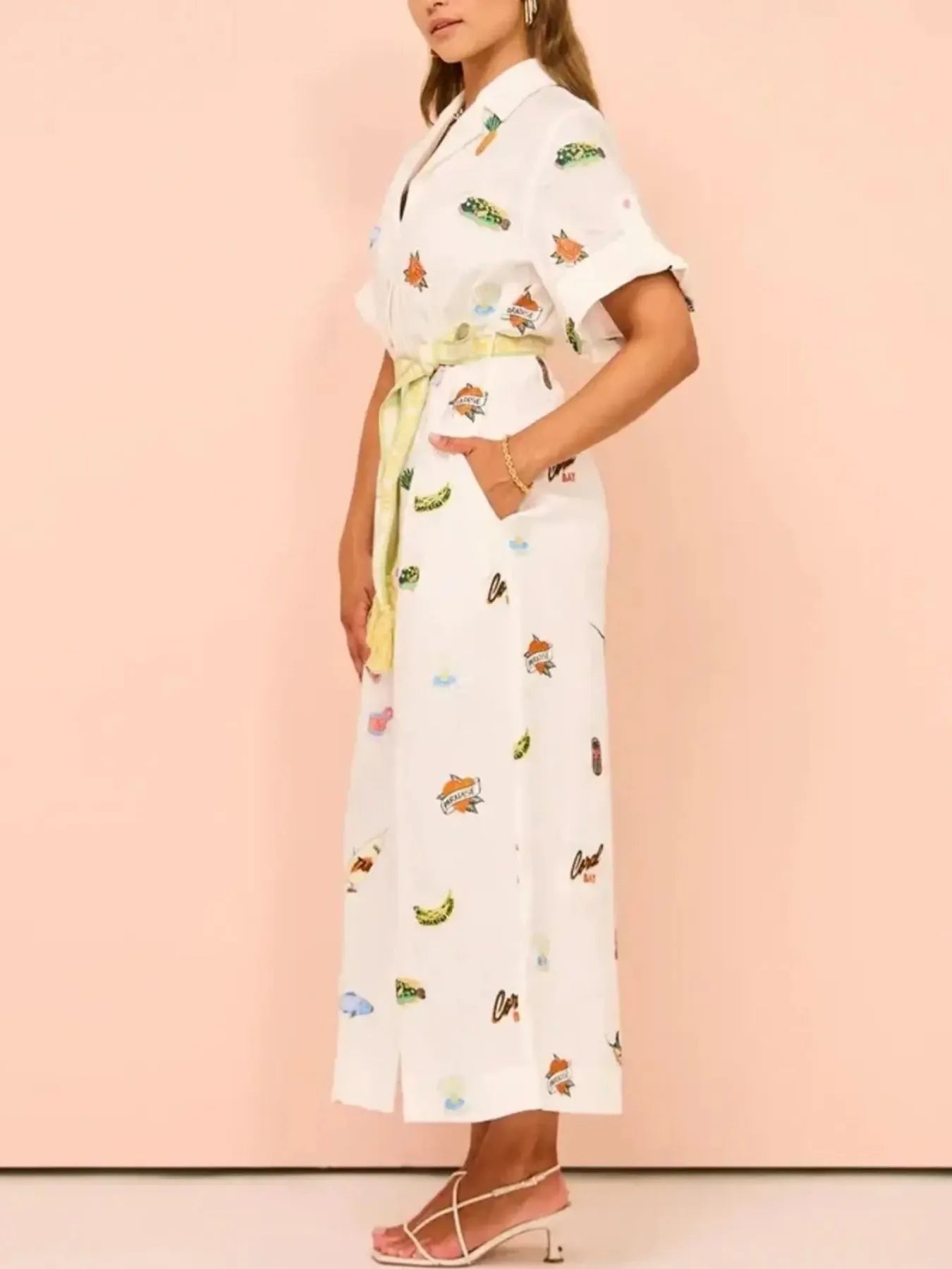 Printed Button Up Shirt Dress