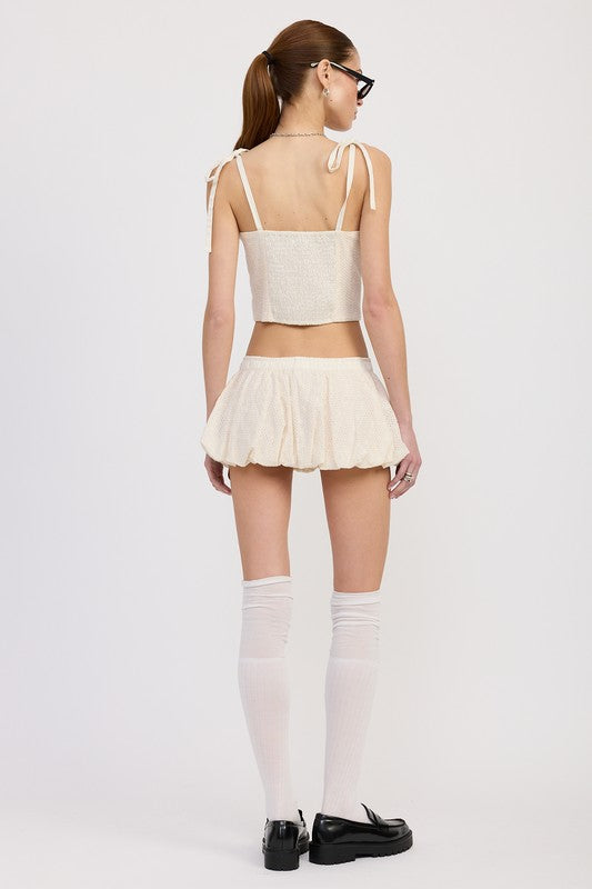 BUBBLE MINI SKIRT WITH ELASTIC WAISTBAND