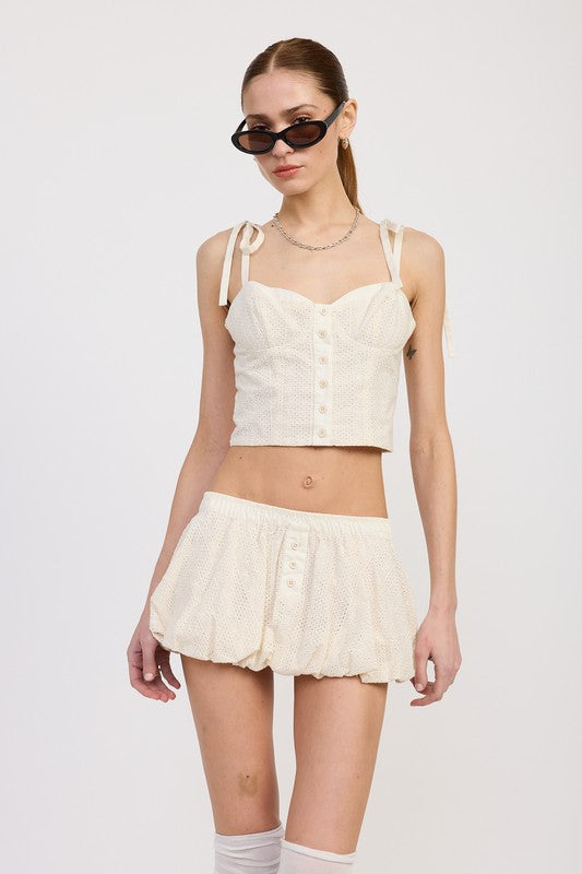 BUBBLE MINI SKIRT WITH ELASTIC WAISTBAND