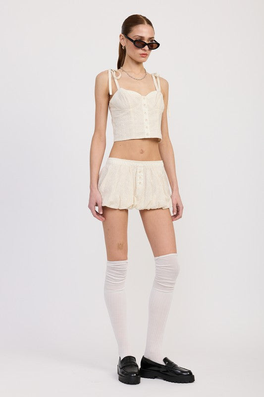 BUBBLE MINI SKIRT WITH ELASTIC WAISTBAND