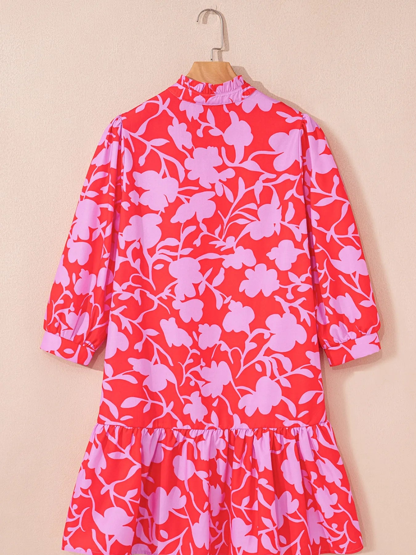 Floral Print Ruffle Hem Shirt Dress