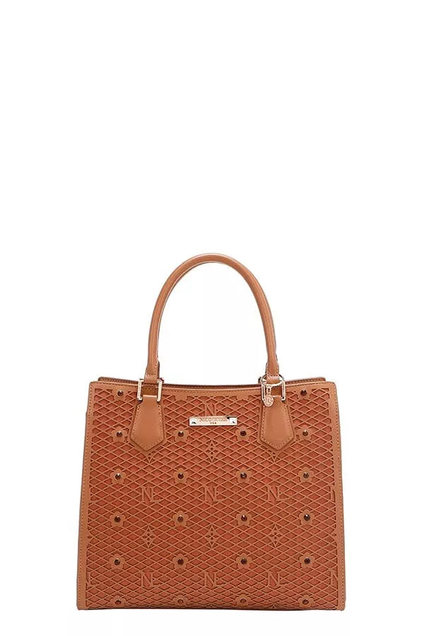 Nicole Lee USA Structured Tote Bag Monogram Print Pattern