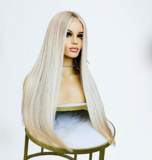 28" Remy Double Drawn Cuticle Aligned Remy Hair Blonde Wig 180% Denisty