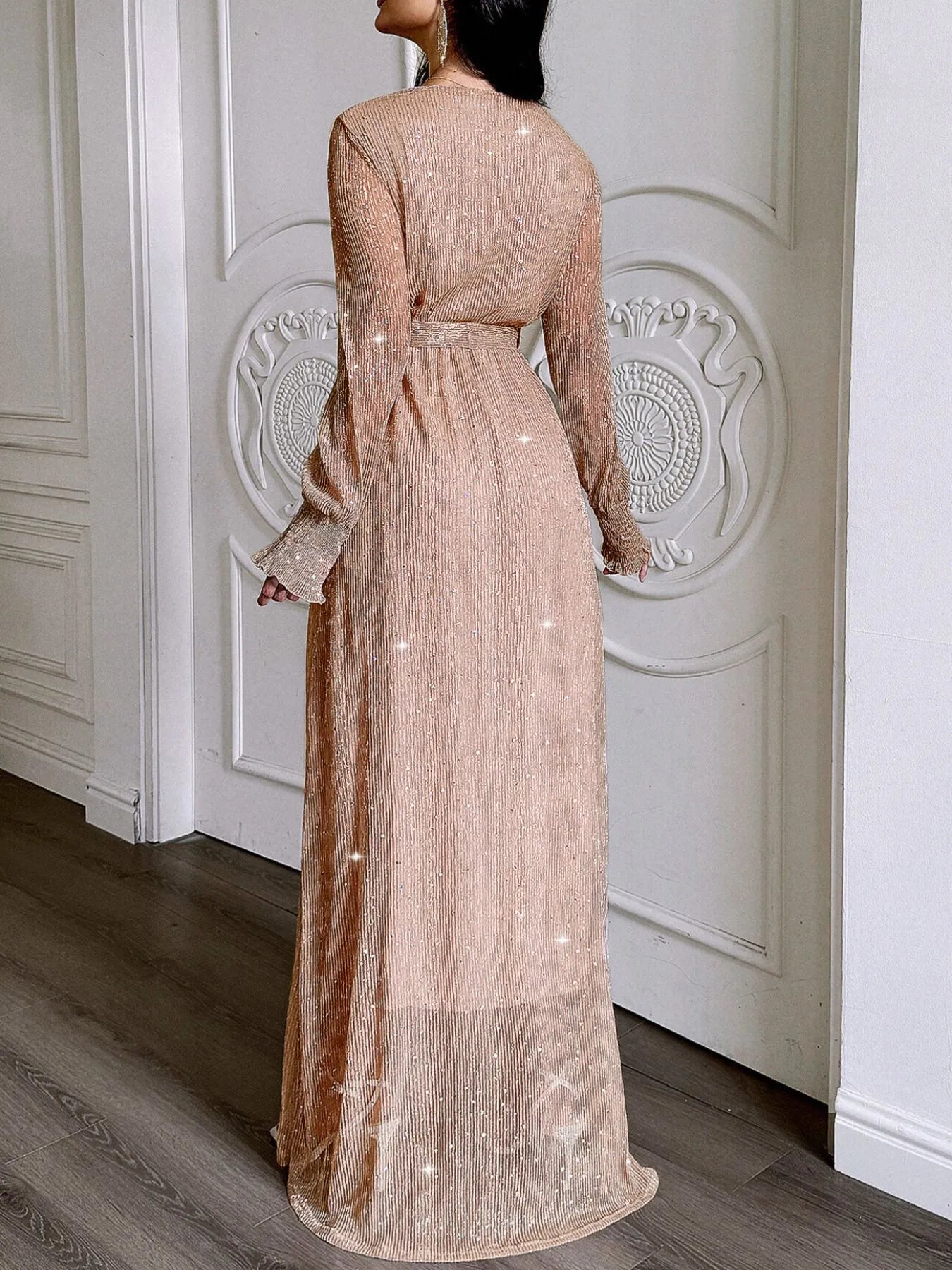 Surplice Slit Tie Waist Maxi Dress